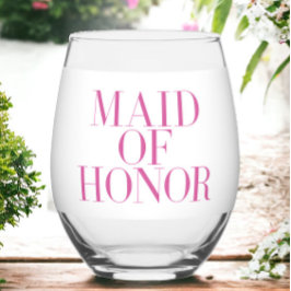 Vaso De Vino Dama de Honor Rosa Moderno Personalizado 