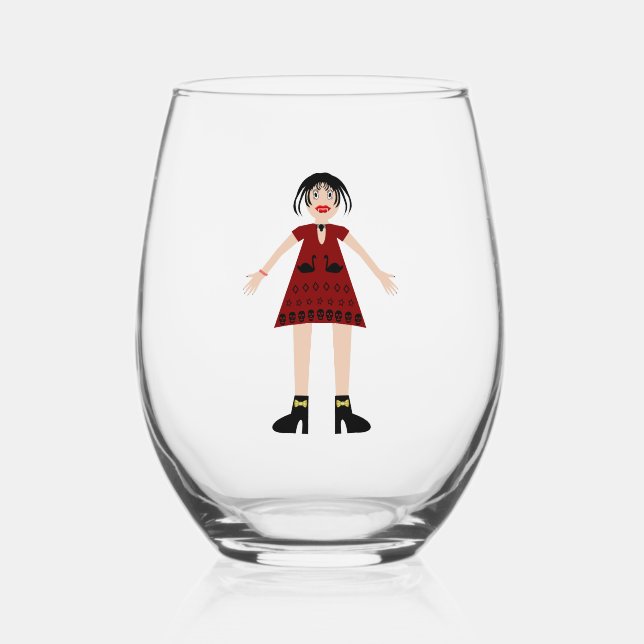 Vaso De Vino Dama de vampiros gótica de Halloween (Anverso)