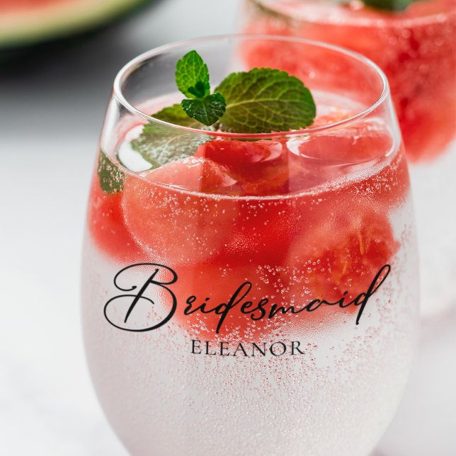 Vaso De Vino Damas de Honor Personalizables Dos Lados Boda Chic (Subido por el creador)