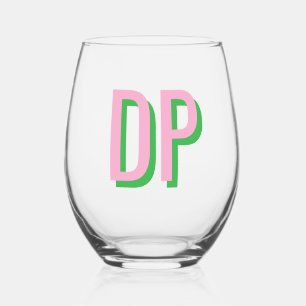 Vaso De Vino Damas de honor Rosa Claro + Verde