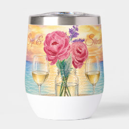 Vaso de vino de acuarela personalizado para sorbo 