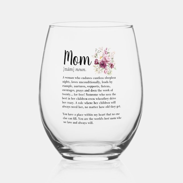 Vaso De Vino Definición de mamá de flores cortas (Anverso)