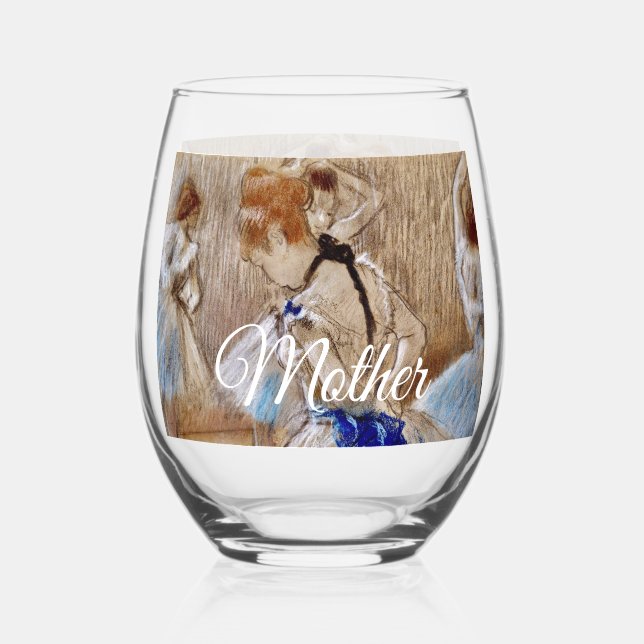 Vaso De Vino Degas Dancer With Blue Ribbon Drinkware Set (Reverso )