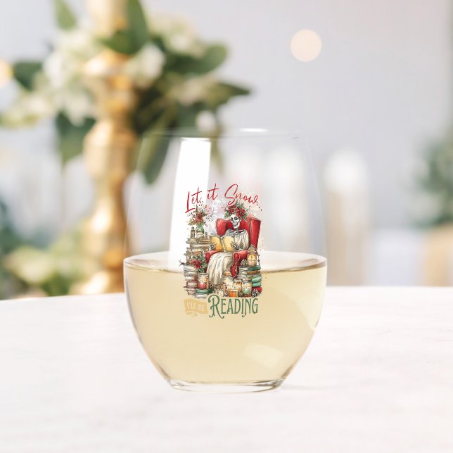 Vaso De Vino Deja que nieve, estaré leyendo  (Insitu (Boda))