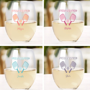 Vaso De Vino Deportes de Pickleball Castigo Nombre Personalizad