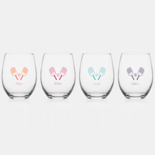Vaso De Vino Deportes Pickleball Bromas Personalizadas Nombre F