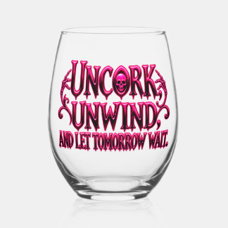 Vaso De Vino Descorcha Relájate y Deja que Mañana Espere Rosa N