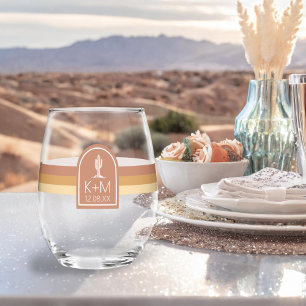 Vaso De Vino Desierto Vibes Boda Stripe Terra Cotta ID1019