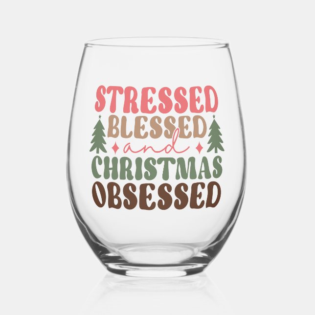 Vaso De Vino Destacados, bendecidos y Navidades obsesionados (Anverso)