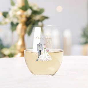 Vaso De Vino Detalles personalizados Novia y Novio