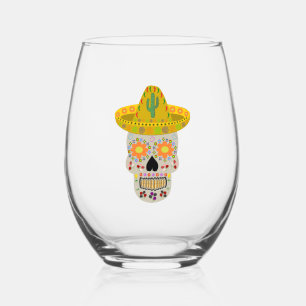 Vaso De Vino Día de la Calavera Muerta en México