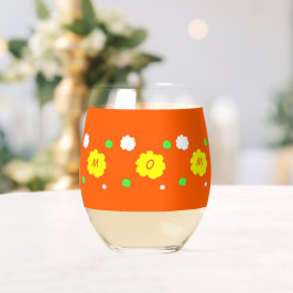 Vaso De Vino Día de la Madre Flores Mamá Naranja Green Drinkwar