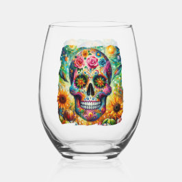 Vaso De Vino Día de los muertos por la caída del azúcar
