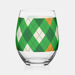 Vaso De Vino Día de San Patricio argyle de colores irlandeses