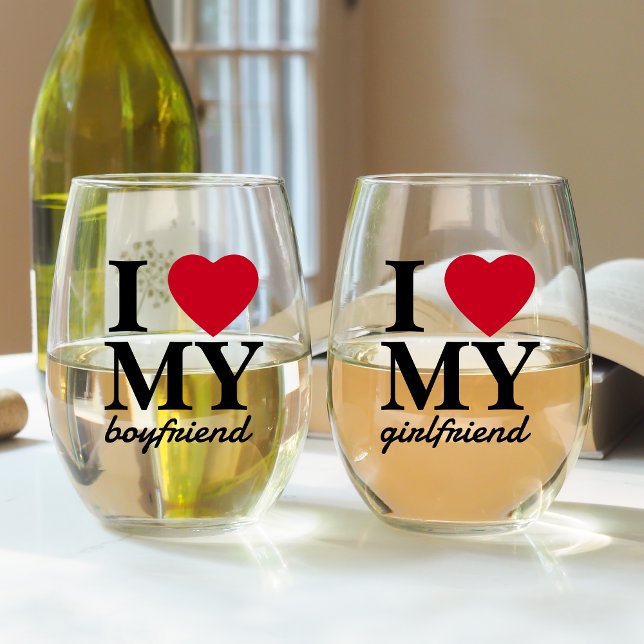 Vaso De Vino Día de San Valentín Amo A Mi Novia | Novio (Toast to love with our couple's drinking glasses – a perfect Valentine's Day pair for shared moments)