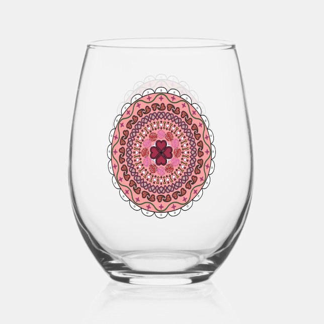 Vaso De Vino Día de San Valentín con encaje (Anverso)