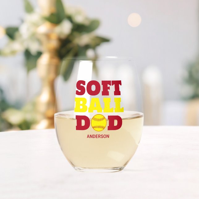 Vaso De Vino Día del Padre de Softball Personalizado (Insitu (Boda))