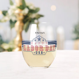Vaso De Vino Día del Trabajo Personalizado Feliz