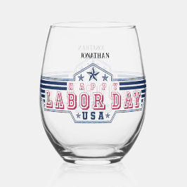Vaso De Vino Día del Trabajo Personalizado Feliz