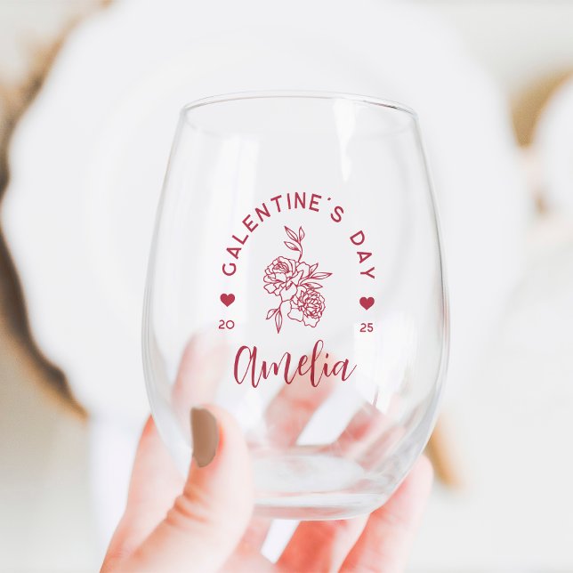 Vaso De Vino Día personalizado de Galentine (Subido por el creador)