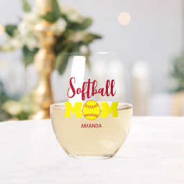 Vaso De Vino Día personalizado de la madre de los softball