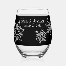 Vaso De Vino Diamond Snowflake Boda