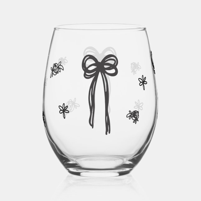 Vaso De Vino Dibujar juntos Boda de Bow (Anverso)