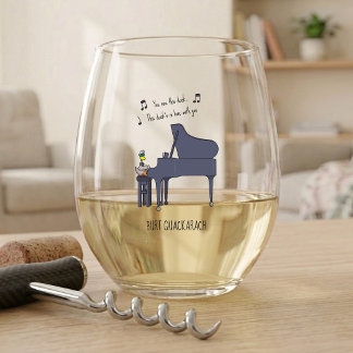 Vaso De Vino Dibujo de Burt Quackarach, pianista de pato divert