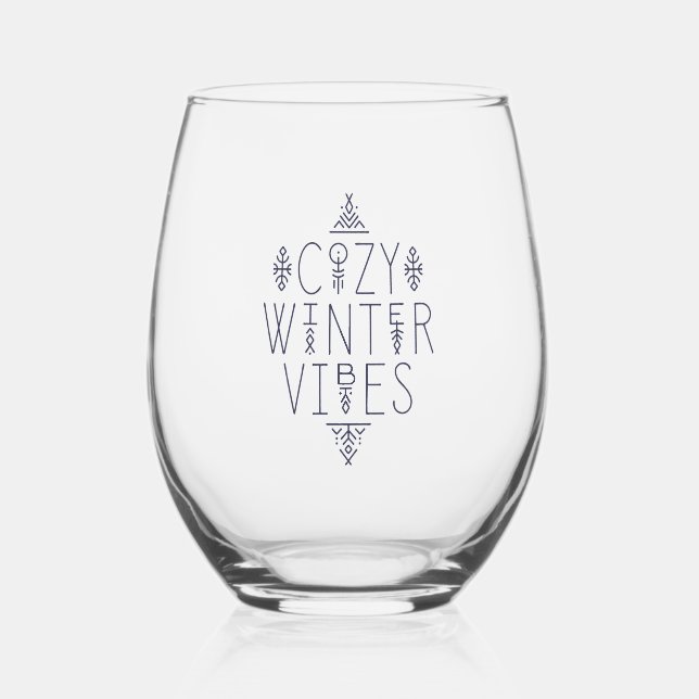 Vaso De Vino Diseño acogedor de vibraciones de invierno (Anverso)