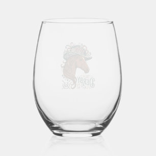 Vaso De Vino Diseño de camisa de sombrero floral de caballo Der