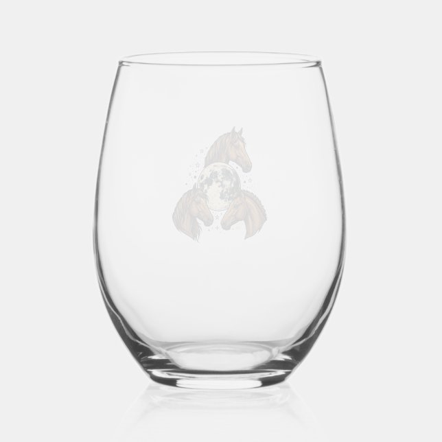 Vaso De Vino Diseño de camiseta vectorial de caballo luna graba (Anverso)