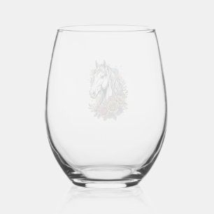 Vaso De Vino Diseño de camiseta vectorial floral de caballo gra