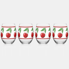 Vaso De Vino Diseño de Cereza Roja