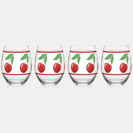 Vaso De Vino Diseño de Cereza Roja