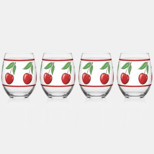 Vaso De Vino Diseño de Cereza Roja