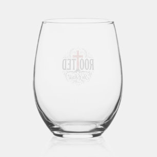 Vaso De Vino Diseño de cruz cristiana vintage arraigado en Cris