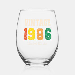 Vaso De Vino Diseño de cumpleaños retro de edición limitada Vin