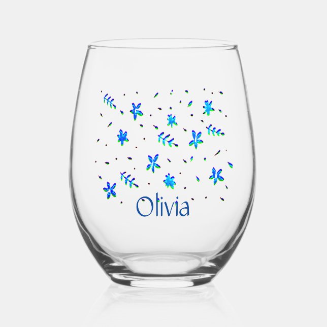 Vaso De Vino Diseño de flores modernas y dulces de bonito (Anverso)