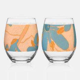 Vaso De Vino Diseño de hoja contemporáneo en melocotón