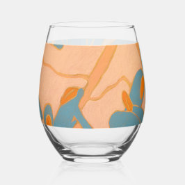 Vaso De Vino Diseño de Hoja Contemporáneo en Melocotón