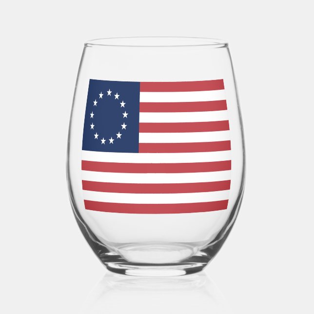 Vaso De Vino Diseño de la bandera de Betsy Ross (Anverso)