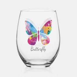 Vaso De Vino Diseño de mariposa en paracaídas Vidrio inoxidable