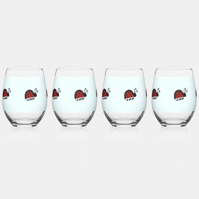 Vaso De Vino diseño de mariquita (Anverso)