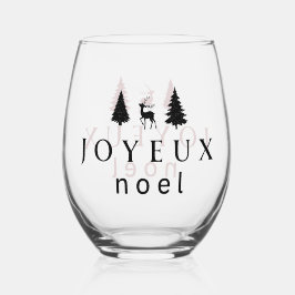 Vaso De Vino Diseño de Navidades Joyeux Noel con copos de nieve