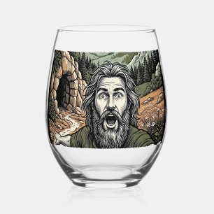 Vaso De Vino Diseño de retrato barbudo sorprendido de grabado v