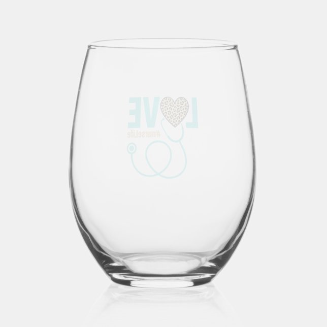 Vaso De Vino Diseño de vector de estetoscopio de leopardo de am (Anverso)