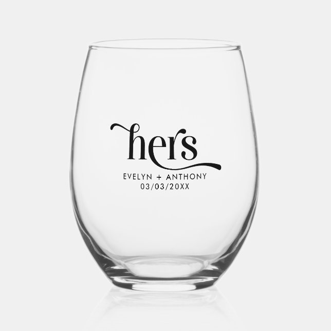 Vaso De Vino Diseño elegante de tipografía Black Hers (Anverso)