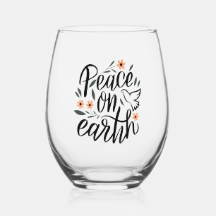 Vaso De Vino Diseño floral de la paz en la Tierra