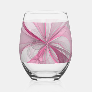 Vaso De Vino Diseño fractal gris rosa claro abstracto moderno