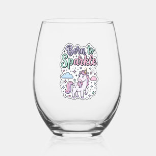 Vaso De Vino Diseño gráfico de mercancía de unicornio nacido pa